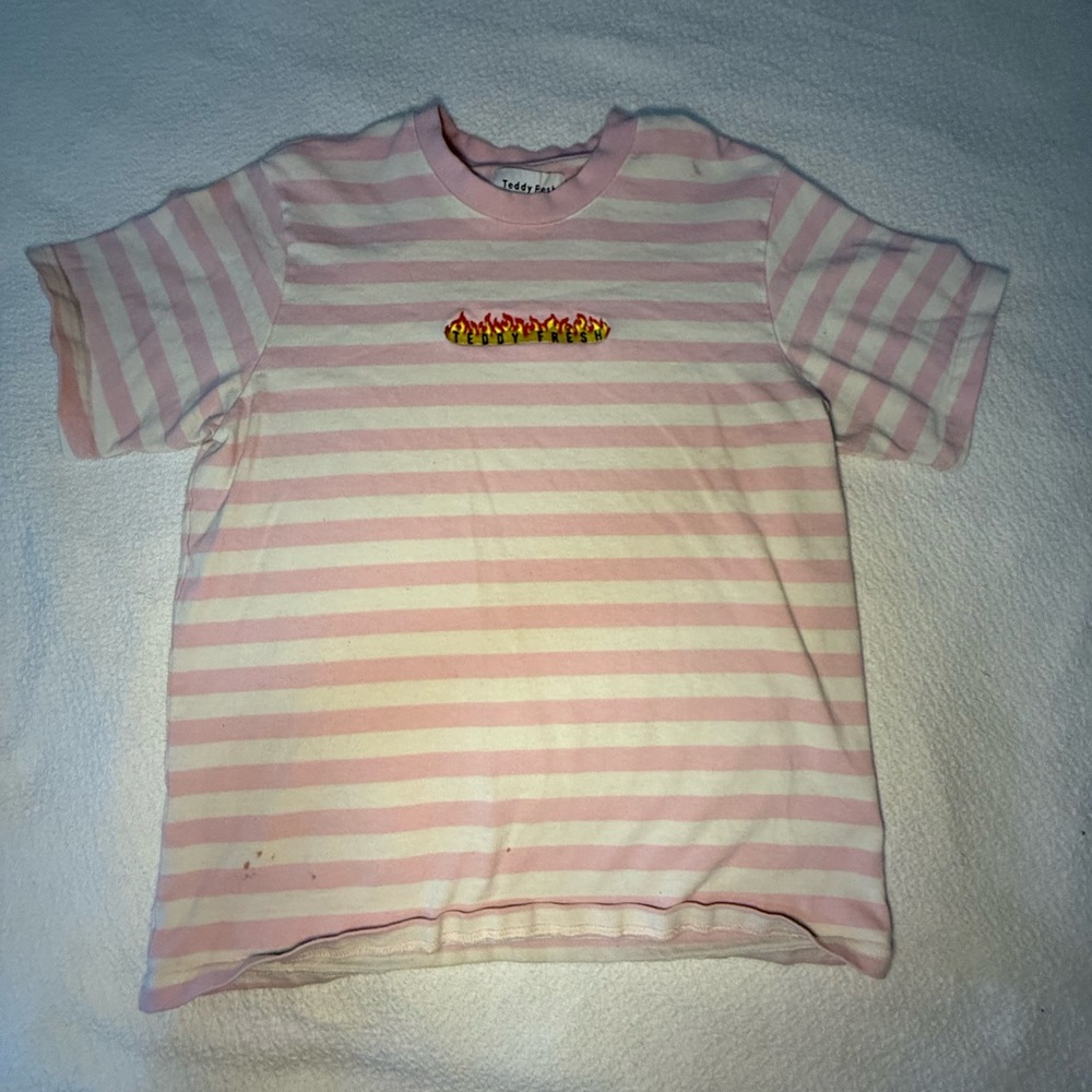 Teddy Fresh Pink and White Short Sleeve Tee Size M